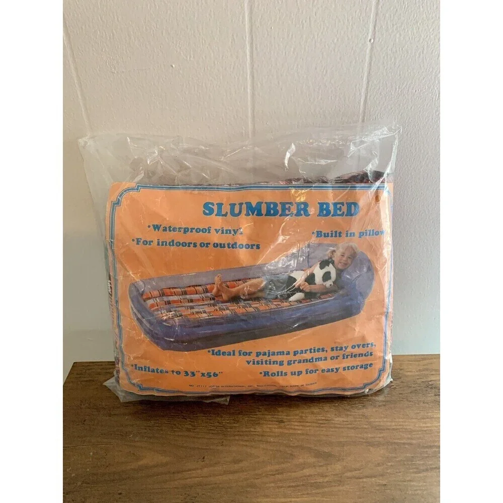 VTG 80s 90s Jobar International Slumber Bed Inflatable Mattress Pillow Pool Viny
